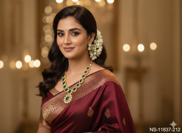 Classic Gold Plated Kundan Emerald Necklace Set