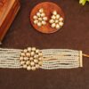 Classic Gold Plated Kundan Flower Pearl Choker
