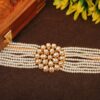 Classic Gold Plated Kundan Flower Pearl Choker Set