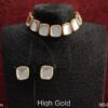 Classic Gold Plated Square Kundan Necklace Set
