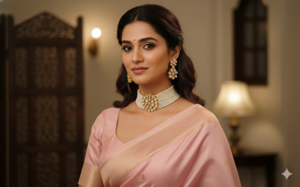 Luxury Bridal Gold Plated Kundan Flower Pearl Choker Set