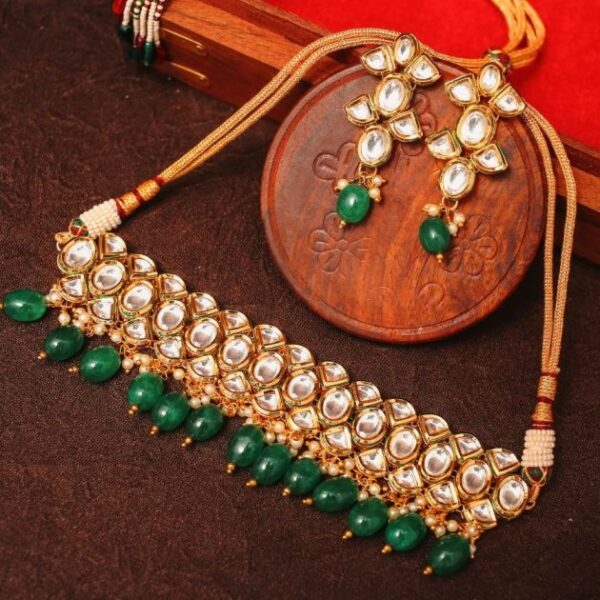 Maharani Green Drop Necklace Set Aabhushan by MV