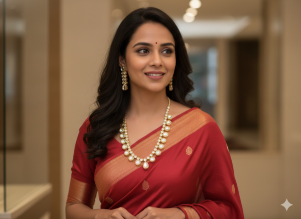 Premium Gold Plated Kundan Long Necklace Set