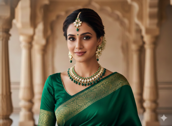 Royal Kundan Gold Plated Choker Set with Earrings & Tikka