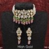 Royal Pink & Green Kundan Gold Plated Choker Necklace Set