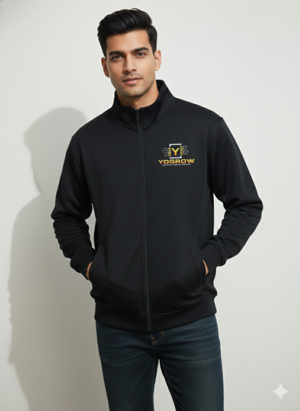 YOGROW Premium Men's Black Full-Zip Sweatshir