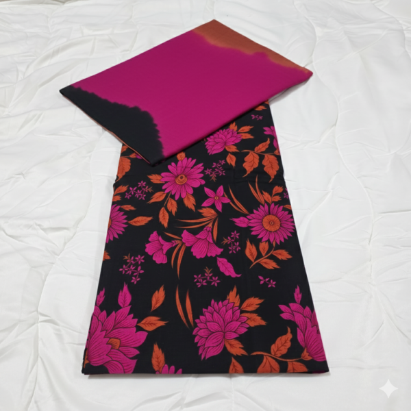 cotton suit with sharabti odhani Black & Rani Pink