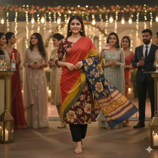 cotton suit with sharabti odhani Red & Dark Maroon 2