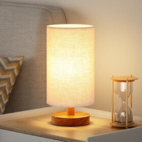 dstore Table Lamp for Living Room Bedroom Bedside Lamp Linen Shade Mini Desk Lamp