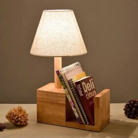 dstore Wooden Table Lamp with Inbuilt Bookshelf 1