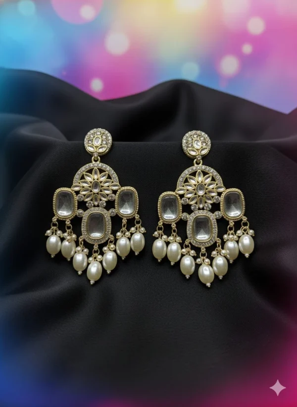 Regal Ruby-Beaded Kundan Chandbalis