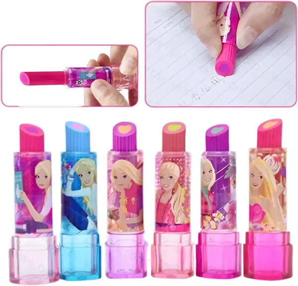 Cartoon Themed Lipstick Shaped Erasers