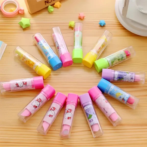 Cartoon Themed Lipstick Shaped Erasers