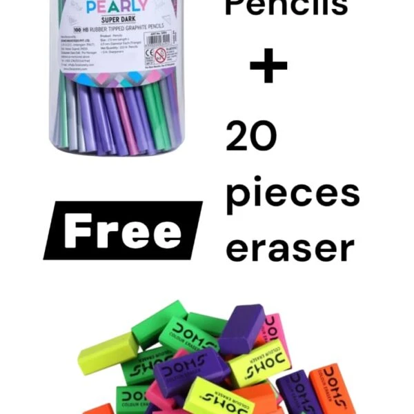 C3 Pearly Pencils & DOMS Eraser Combo