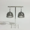 Oxidized Silver Mirror Work Jhumka Earrings with Ghungroo