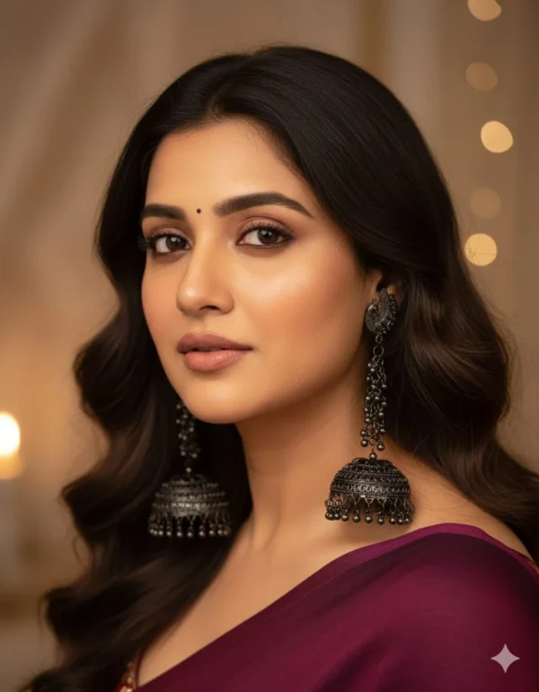 Extra Long Oxidized Chain Jhumka Earrings