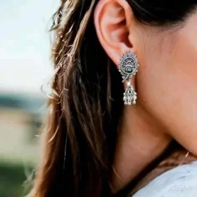 Oxidised Silver Krishna Flute Pendant Necklace Set