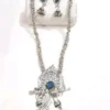 Oxidised Silver Krishna Flute Pendant Necklace Set