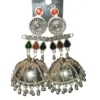 Boho Oxidised Enamel Jhumka Earrings