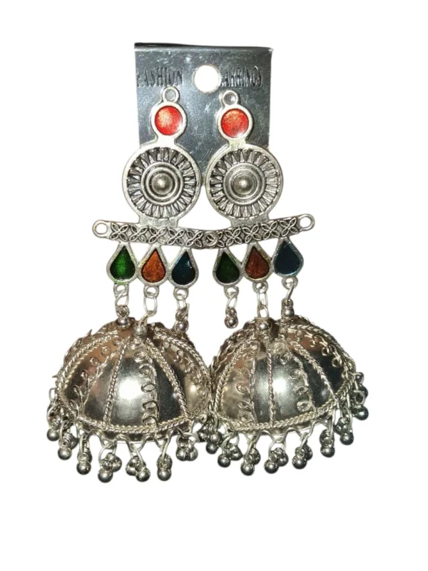 Boho Oxidised Enamel Jhumka Earrings