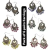 Oxidised Multi-Color Bead Jhumka Earring (Pack of 6)