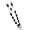 Oxidised Silver Stone-Studded Long Necklace Set