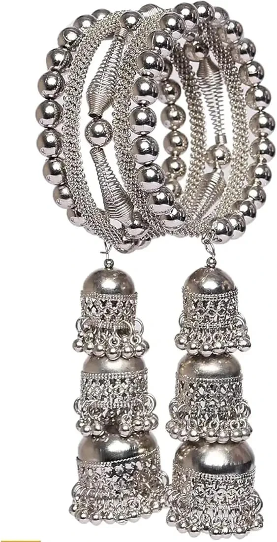 Jhumka Dangler Bangle Set (silver)