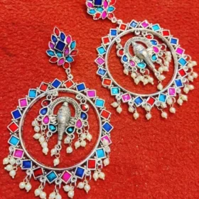 Multi-Color Ganesha Dangler Earrings