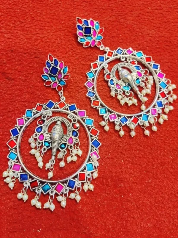 Multi-Color Ganesha Dangler Earrings