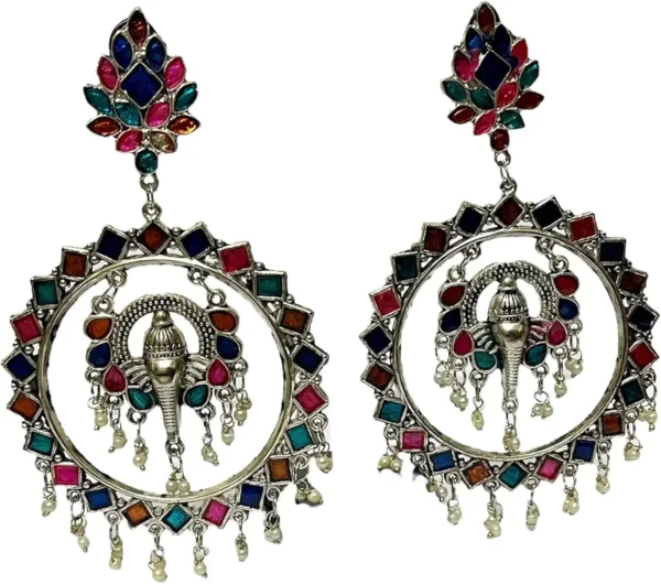 Multi-Color Ganesha Dangler Earrings