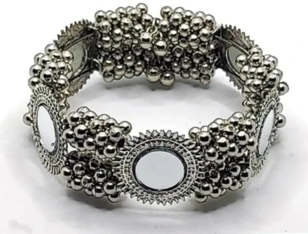 Mirror Work Ghungroo Bangle (silver)