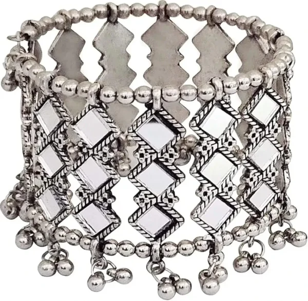 Sheesh Mahal Cuff oxidized silver bangles