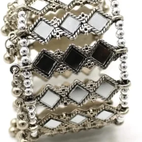 Sheesh Mahal Cuff oxidized silver bangles
