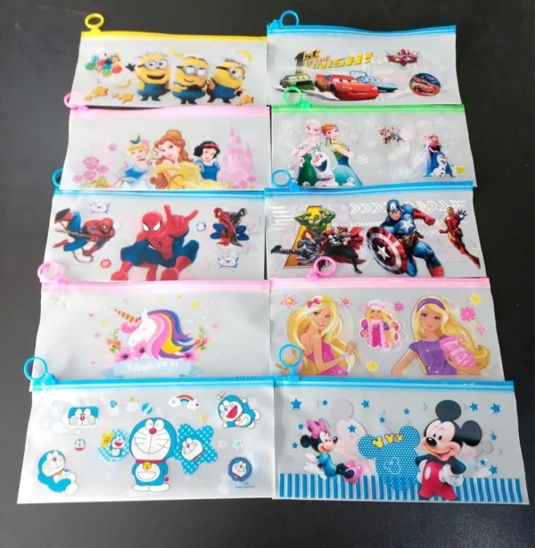 Cartoon Printed Zipper Pouch (Pack of 12)
