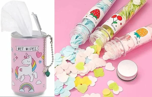 Mini Wet Wipes Dispenser with Cotton Swab Bottle (Buy 1 Get 1 Free