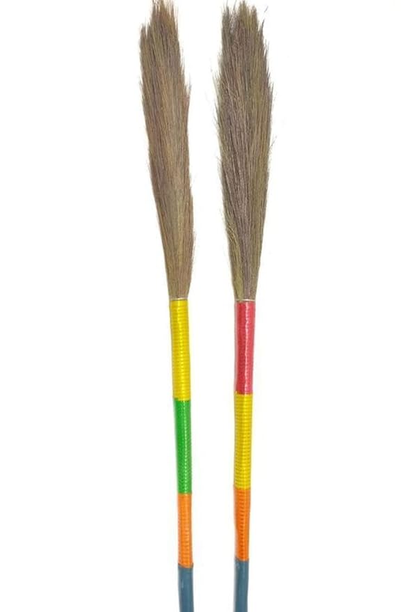 Grass Broom Phool Jhadu for Cleaning Zero Dust Free Broom (Set of 1 Random Color)