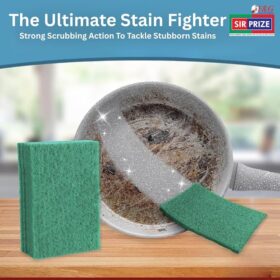 SIR Prize 10 Pcs Dish Scrubber Heavy Duty Scouring Pad(10x14.5 cm) Non-Scratch Green Scrub Pads for Safe and Effective Cleaning of Dishes and Kitchen Surfaces.(Large 1 Pack)