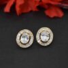 American Diamond Gold Plated Tennis Ear Studs