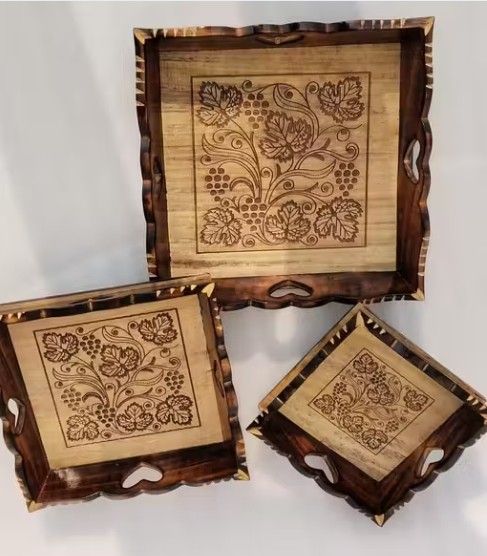 Wooden Serving Tray with Handle, Rectangular(Beautiful Trey) Tea Breakfast Platter