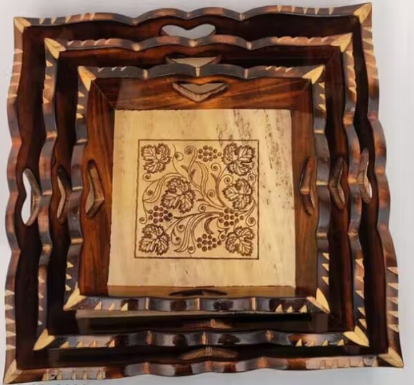 Wooden Serving Tray with Handle, Rectangular(Beautiful Trey) Tea Breakfast Platter