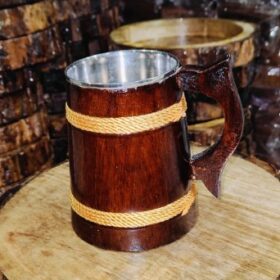 Wooden Coffee Mug with Stainless Steel Inner Lining (400ml)