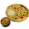 Round Wooden Platter with Dip for Serving