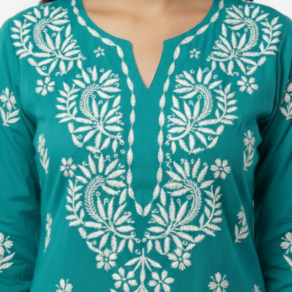 Lucknow Handwork Chikankari 2 Piece Palazzo Set With White Embroidery