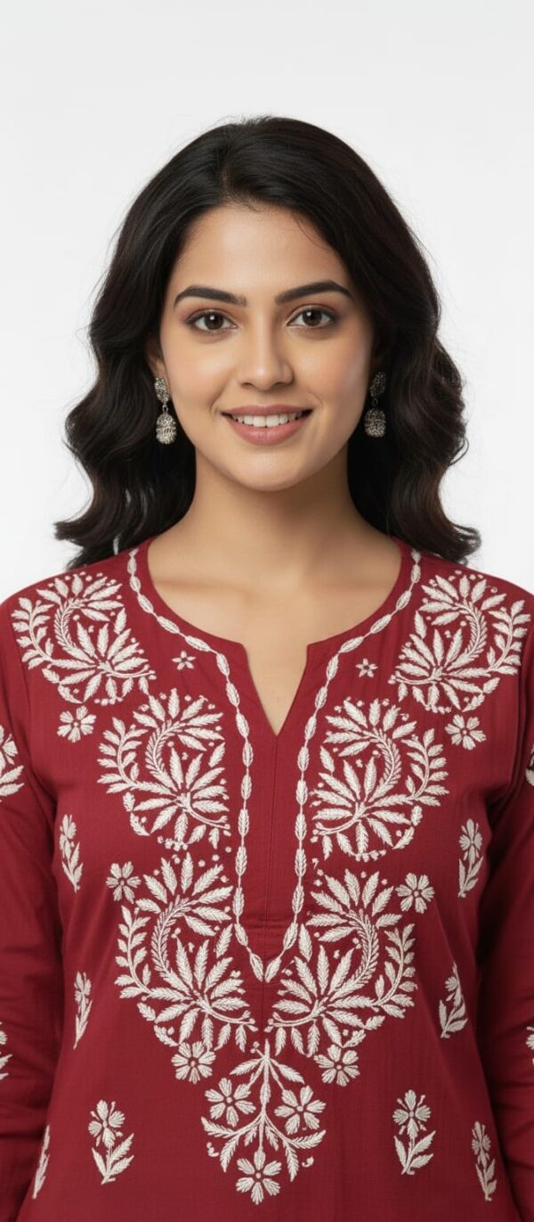 Lucknow Handwork Chikankari 2 Piece Palazzo Set With White Embroidery