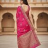 Women's Elegant Rani Pink Art Silk Saree with Zari Border