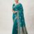 Women's Teal Blue Art Silk Saree with Silver Zari Border