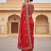 Women's Festive Red Art Silk Saree with Traditional Zari Work