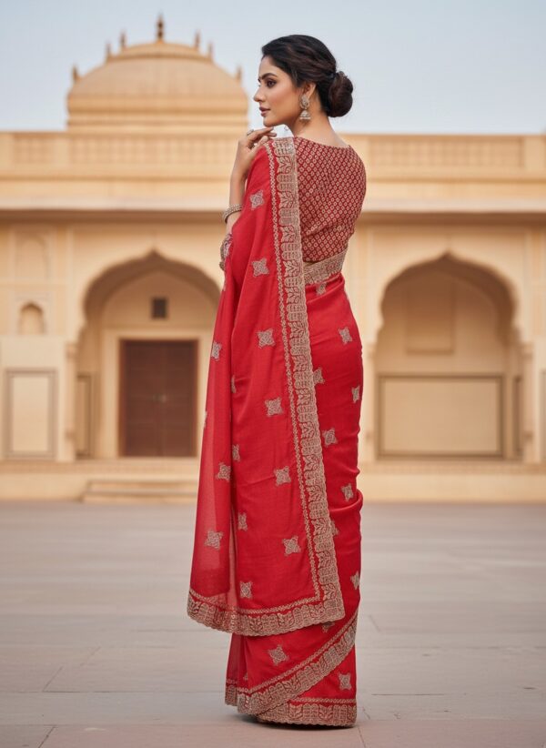 Women's Festive Red Art Silk Saree with Traditional Zari Work