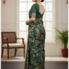 Women's Enchanting Dark Green Art Silk Saree with Floral Print and Zari Border