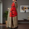 Bold Red and Black Abstract Print Art Silk Saree with Heavy Zari Border